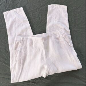 J.Jill Love Linen 100% Linen White Pull on Ankle Pants Womens Large New